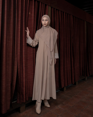 Meena Lace Abaya Cream