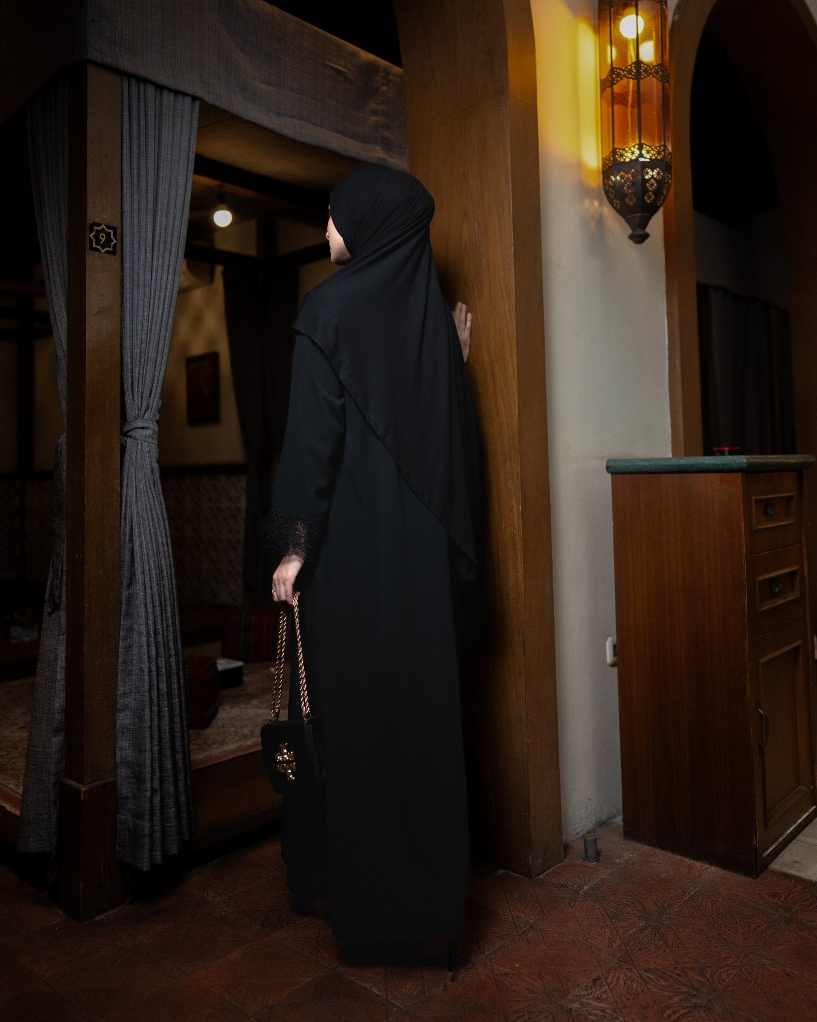 Meena Lace Abaya Black - TUBITA