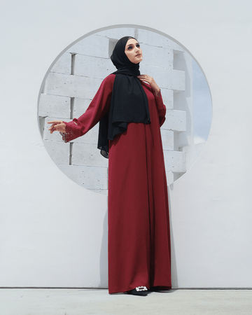 Meena Lace Abaya Maroon by Tubita - TUBITA