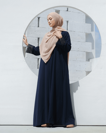 Meena Lace Abaya Navy by Tubita - TUBITA