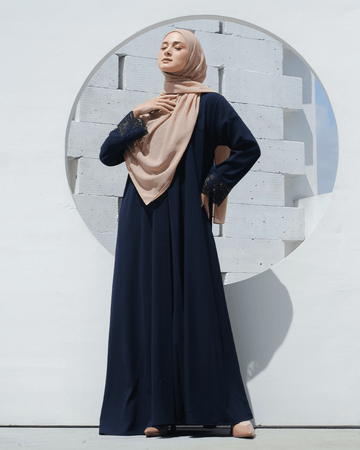 Meena Lace Abaya Navy by Tubita - TUBITA