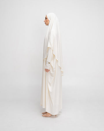 Mecca Dress Broken White by Tubita - Baju Umroh Wanita