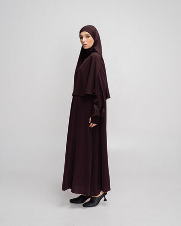 Lamara Abaya Burgundy by TUBITA - Baju Umroh Wanita