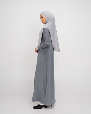 Aliska Dress Grey By TUBITA - Baju Umroh Wanita