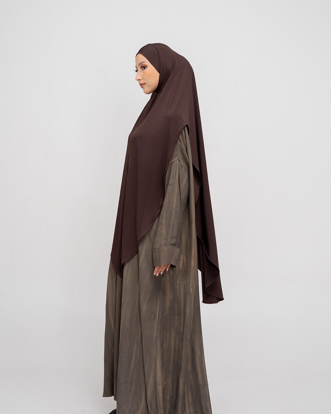 Aisha French Khimar Dark Coffee By Tubita - TUBITA