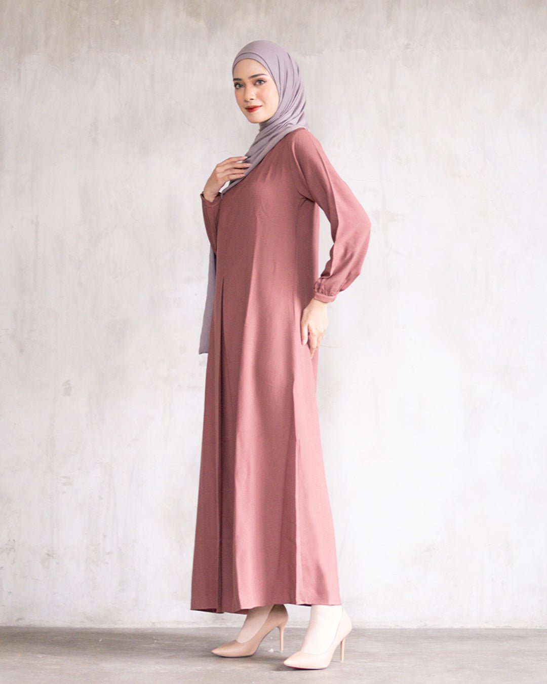 Alea Dress Choco by Tubita Baju Umroh Wanita Murah - TUBITA