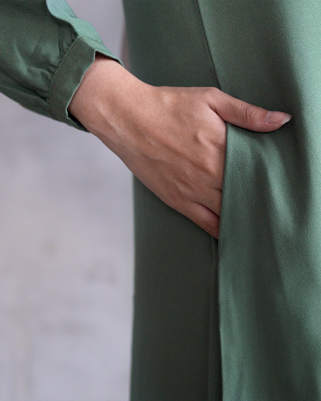 Alea Dress Green Bean by Tubita Baju Umroh Wanita Murah - TUBITA