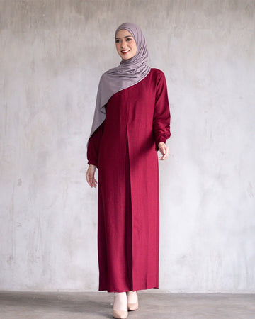 Alea Dress Maroon by Tubita Baju Umroh Wanita Murah