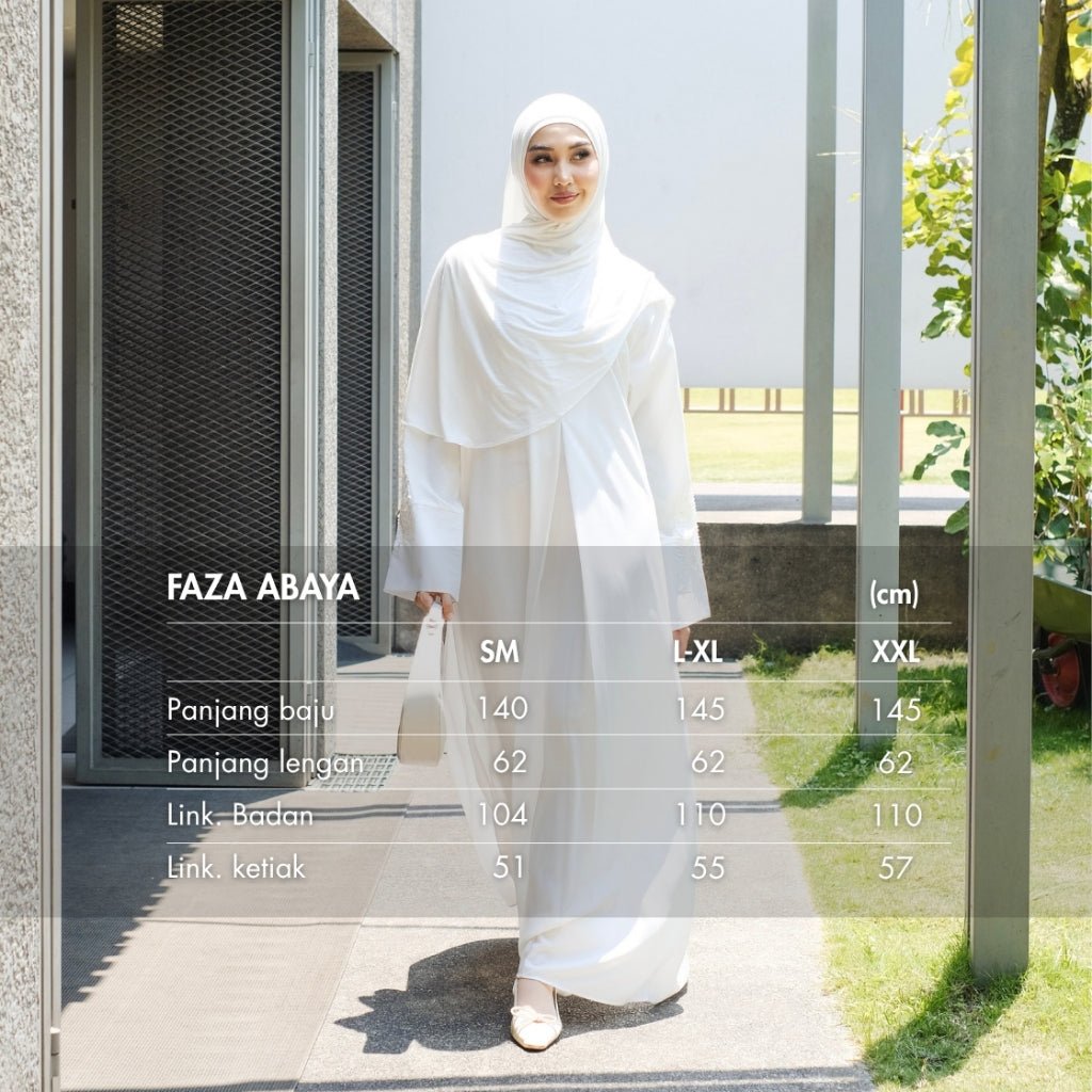 Faza Abaya Broken White by TUBITA - Baju Umroh Wanita - TUBITA