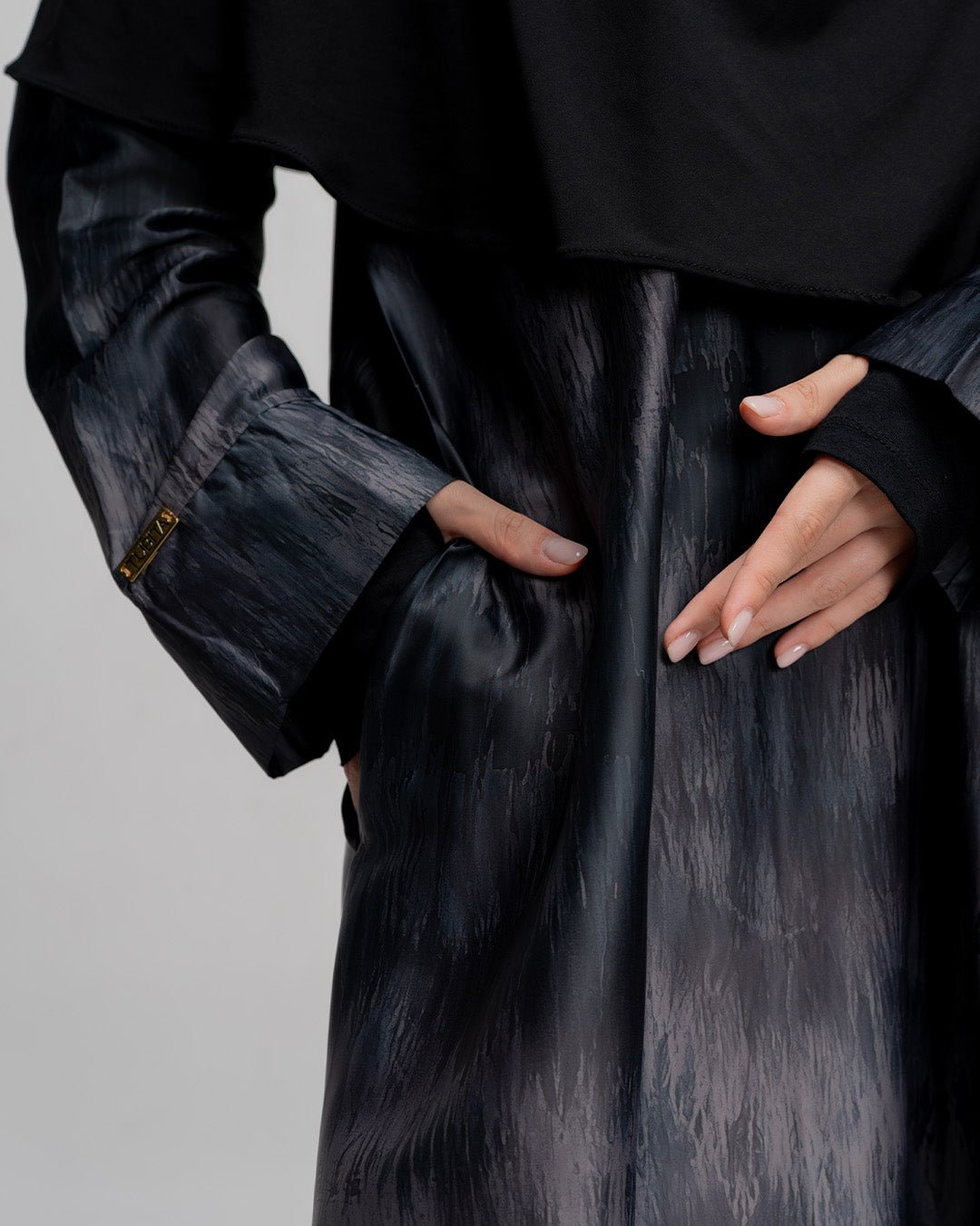 Jenaira Silk Abaya Dark Grey By TUBITA - TUBITA