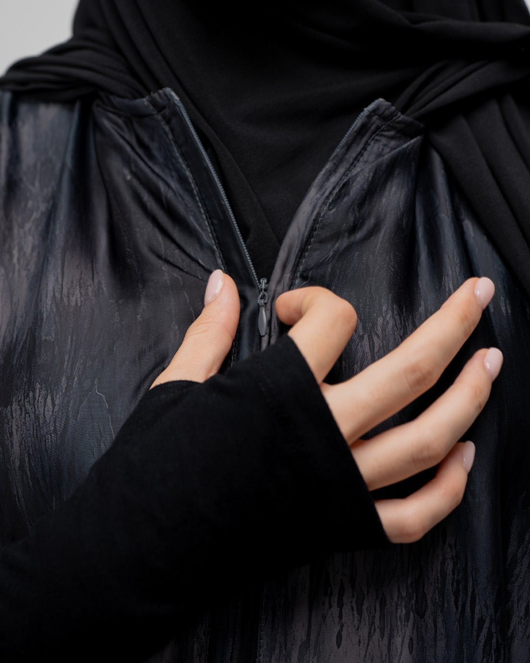 Jenaira Silk Abaya Dark Grey By TUBITA - TUBITA