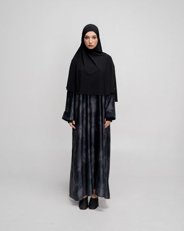 Jenaira Silk Abaya Dark Grey By TUBITA - TUBITA