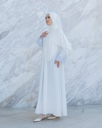Lamara Abaya Broken White by TUBITA - Baju Umroh Wanita - TUBITA