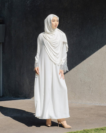 Lamara Abaya Broken White Renda Silver by TUBITA