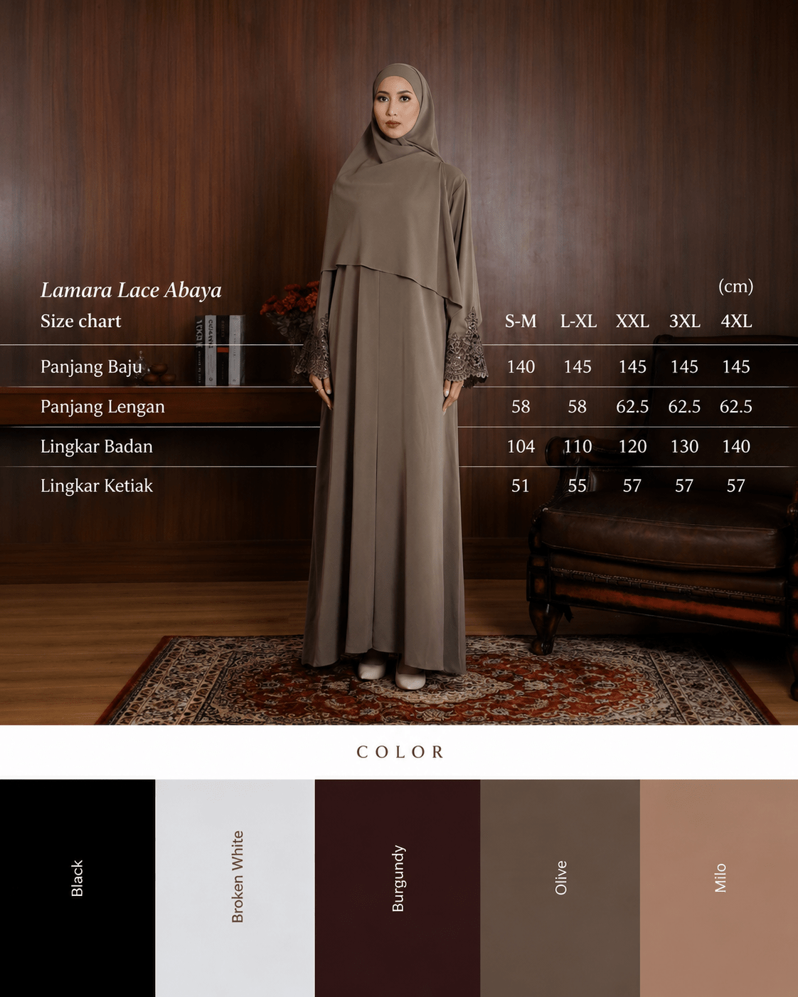 Lamara Abaya Burgundy by Tubita - Baju Umroh Wanita - TUBITA