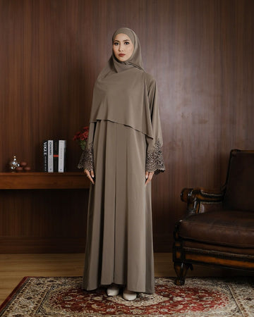 Lamara Abaya Olive by Tubita - Baju Umroh Wanit - TUBITA