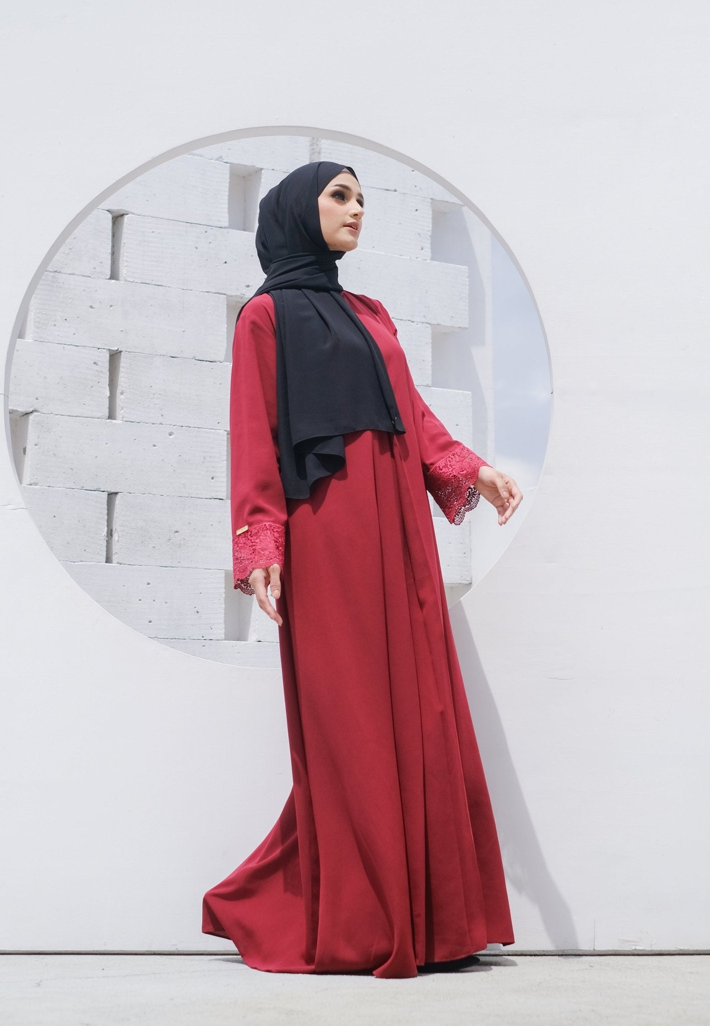 Meena Abaya Lace Maroon XXL - TUBITA