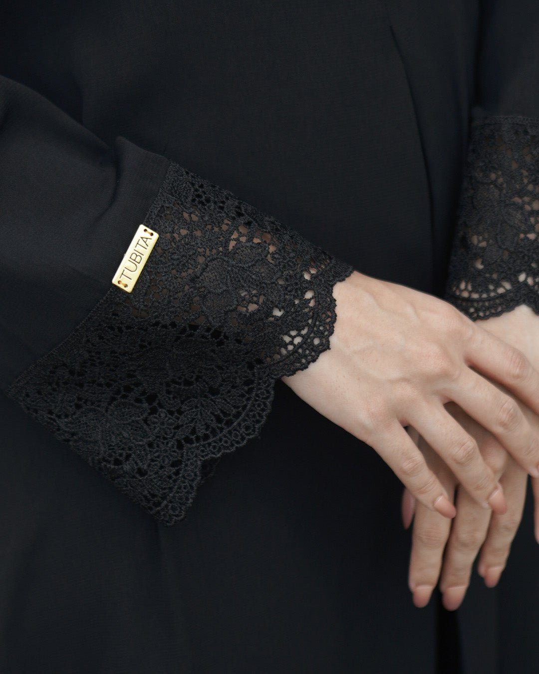 Meena Lace Abaya Black - TUBITA