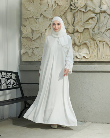 Meena Lace Abaya Broken White