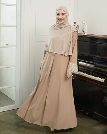 Meena Lace Abaya Cream