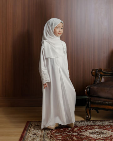 Meena Lace Abaya Kids Broken White By Tubita - TUBITA