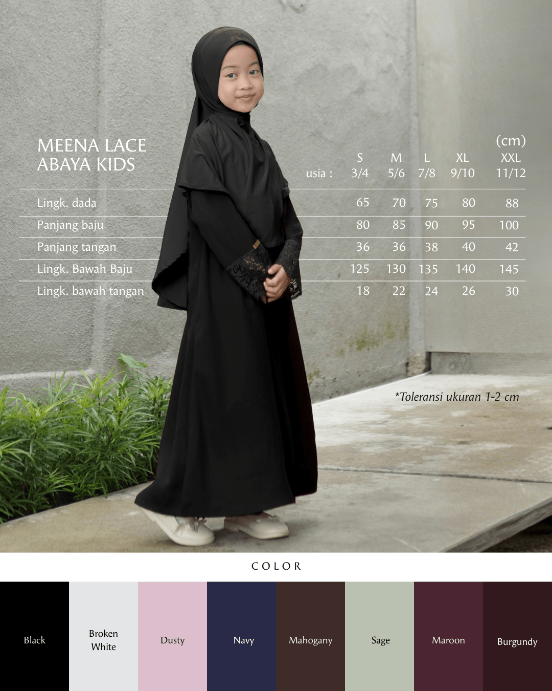 Meena Lace Abaya Kids Mahogany By Tubita - TUBITA