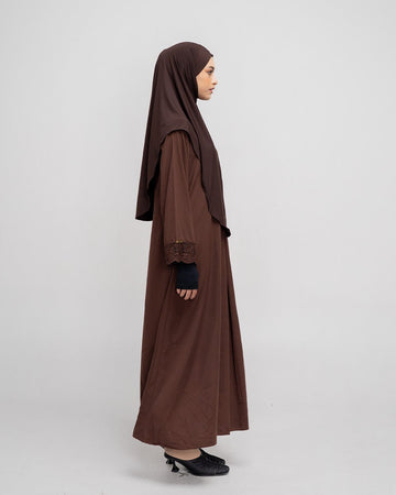 Meena Lace Abaya Mahogany by Tubita - TUBITA