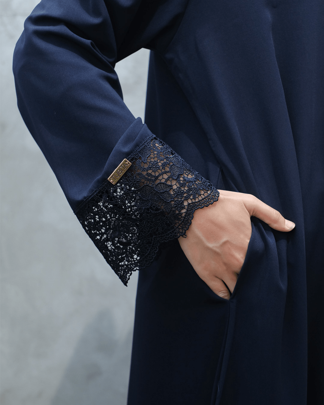 Meena Lace Abaya Navy by Tubita - TUBITA