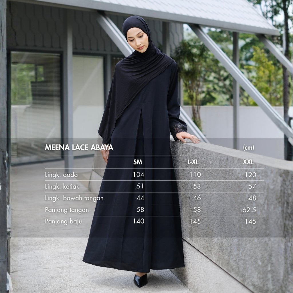 Meena Lace Abaya Navy by Tubita - Baju Umroh Wanita - TUBITA