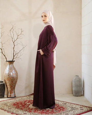 Nourah Abaya Burgundy by Tubita - TUBITA