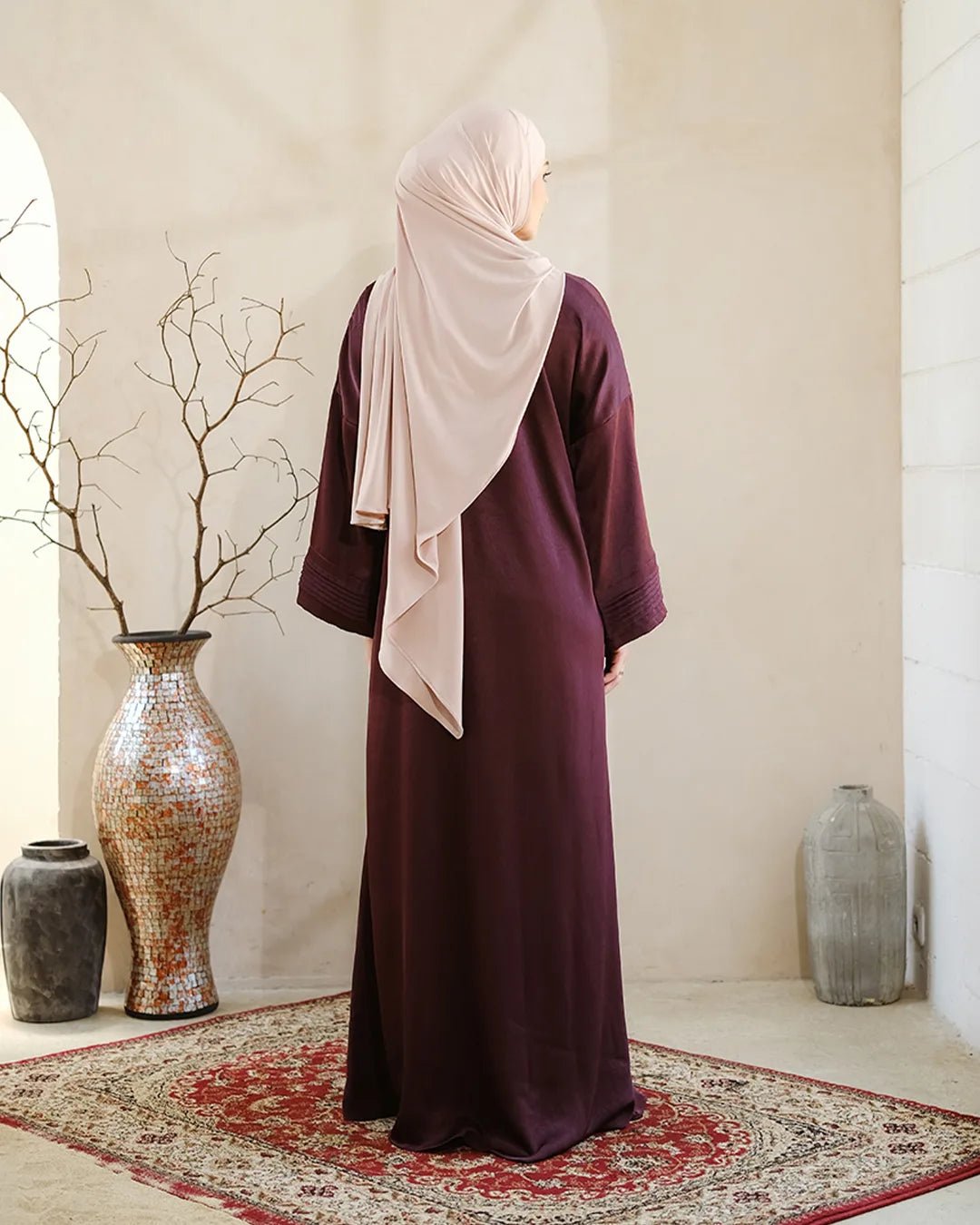 Nourah Abaya Burgundy by Tubita - TUBITA