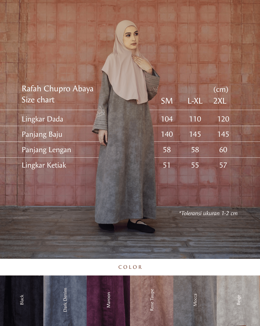 Rafah Abaya Chupro Rose Taupe by Tubita - TUBITA