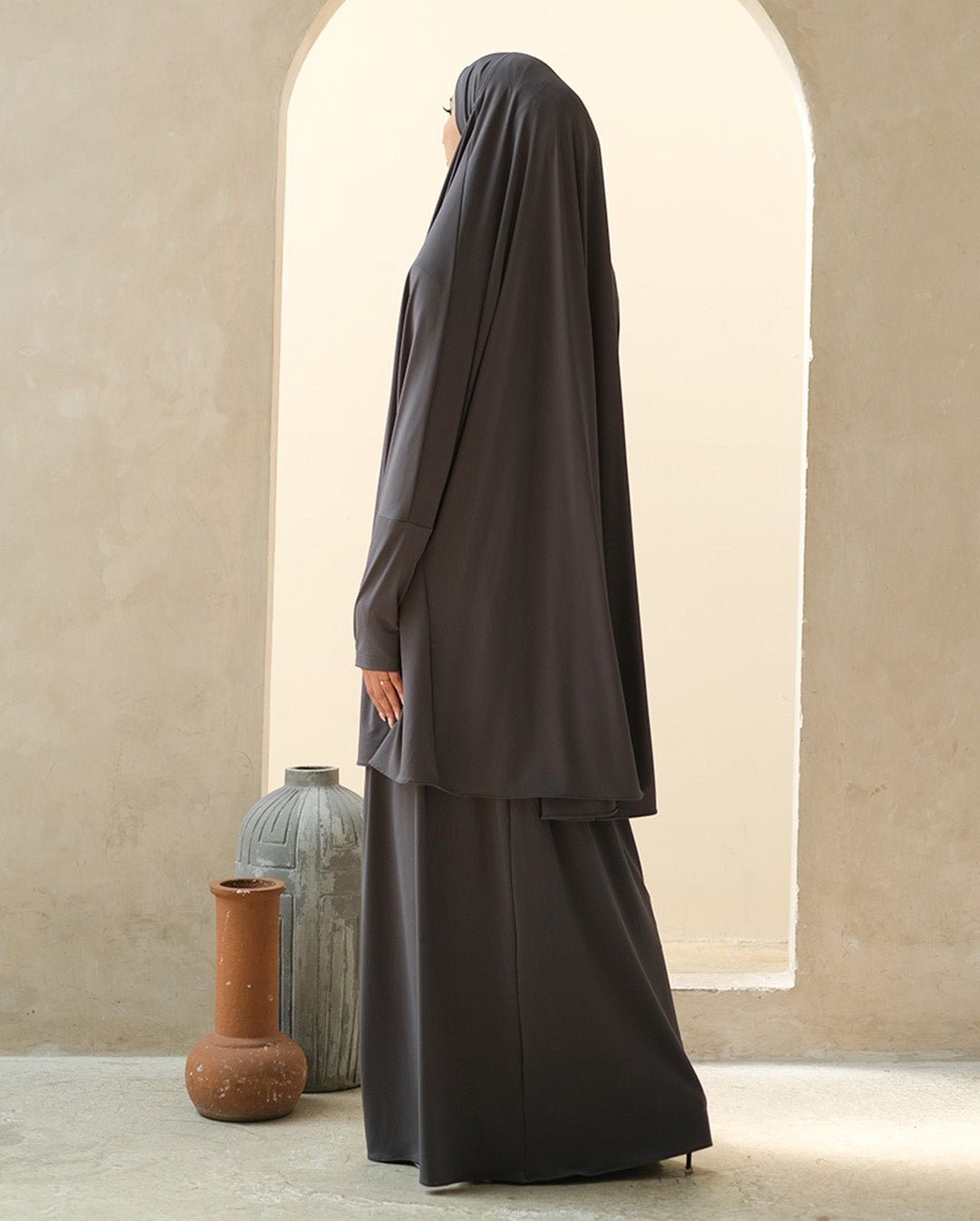 Safa Abaya Set Dark Grey by Tubita - TUBITA