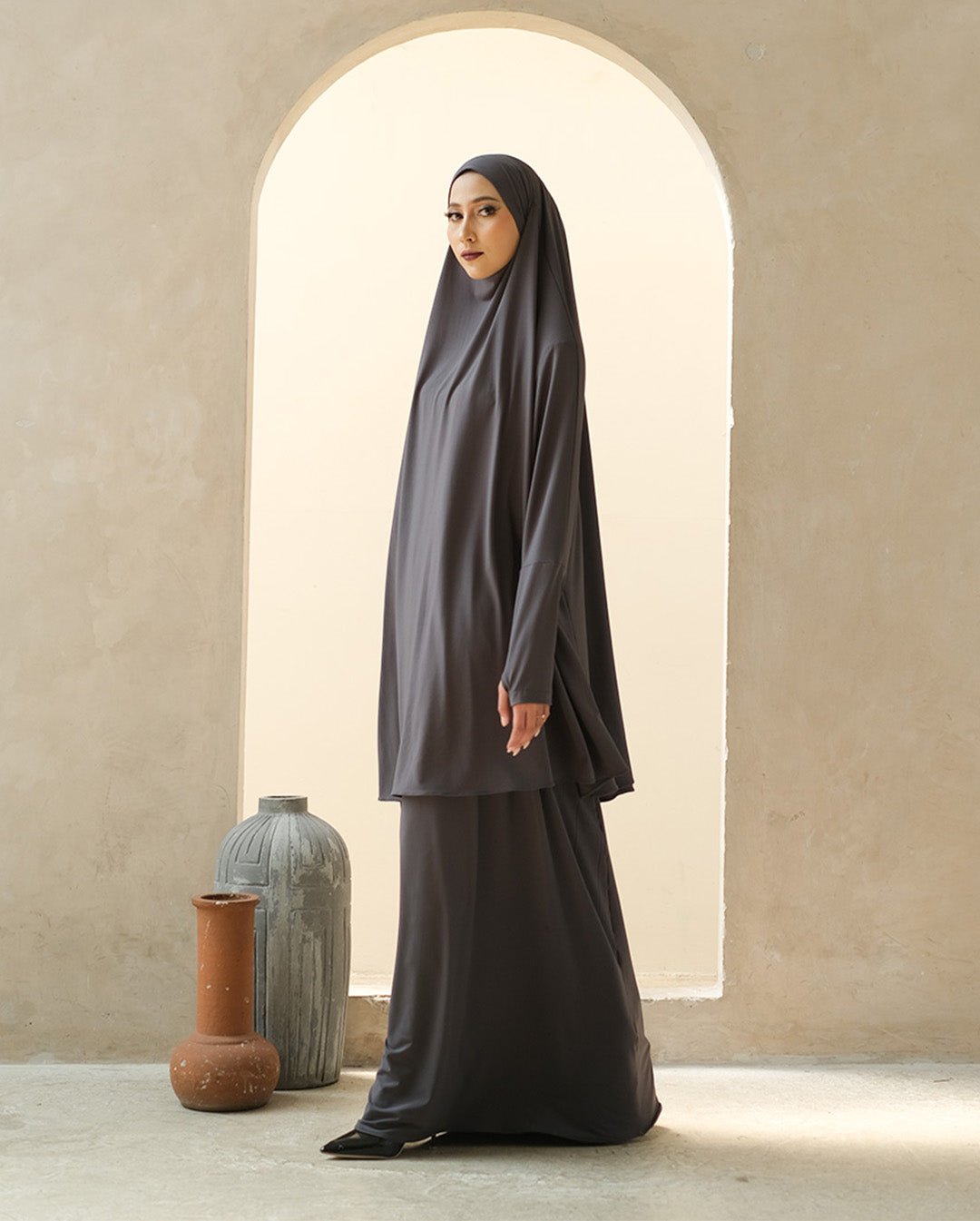 Safa Abaya Set Dark Grey by Tubita - TUBITA