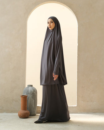 Safa Abaya Set Dark Grey by Tubita