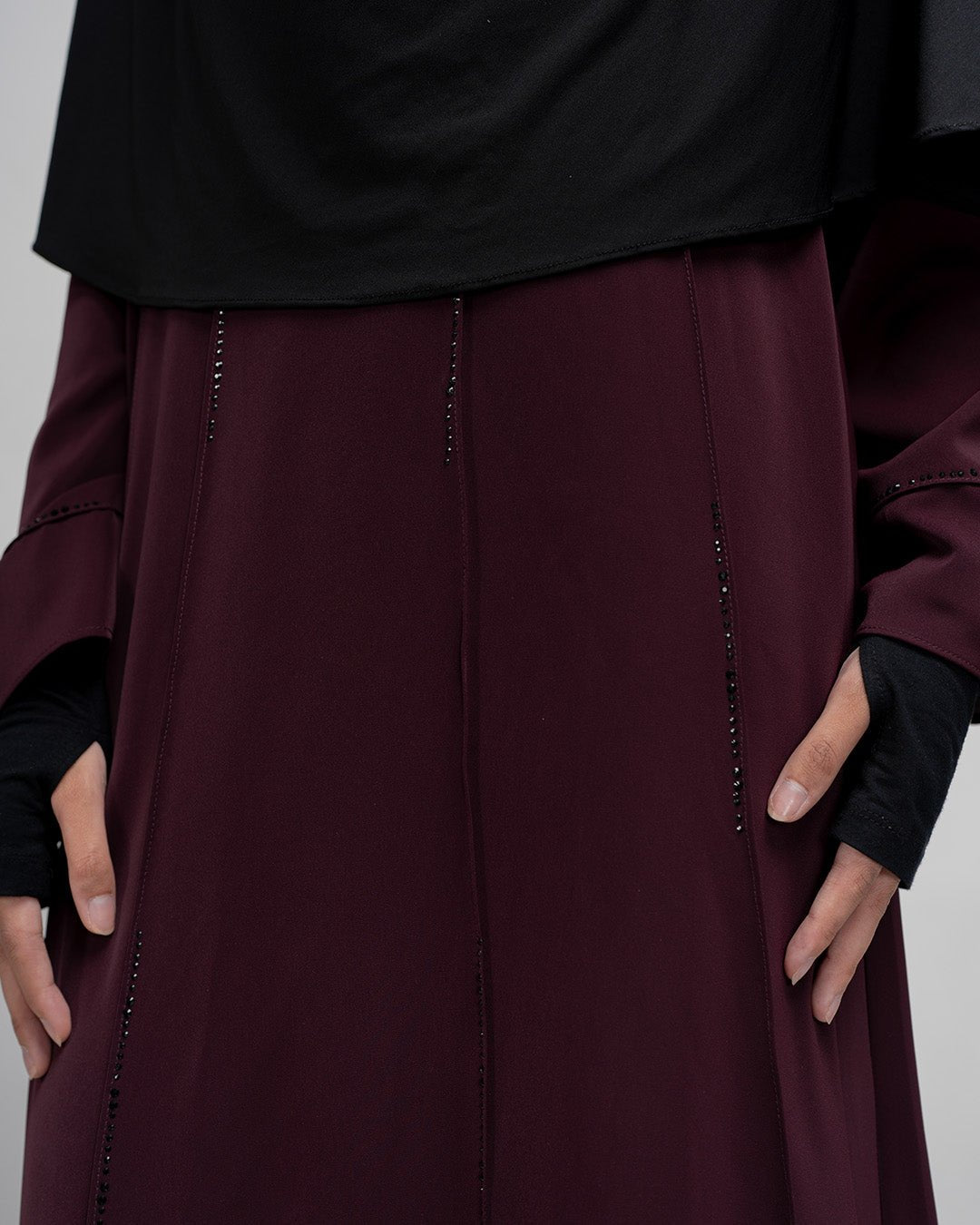 Zalina Abaya Burgundy by TUBITA - Baju Umroh Wanita - TUBITA