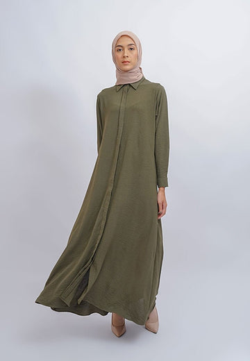Amerta Dress Green Army by Tubita - Tufine